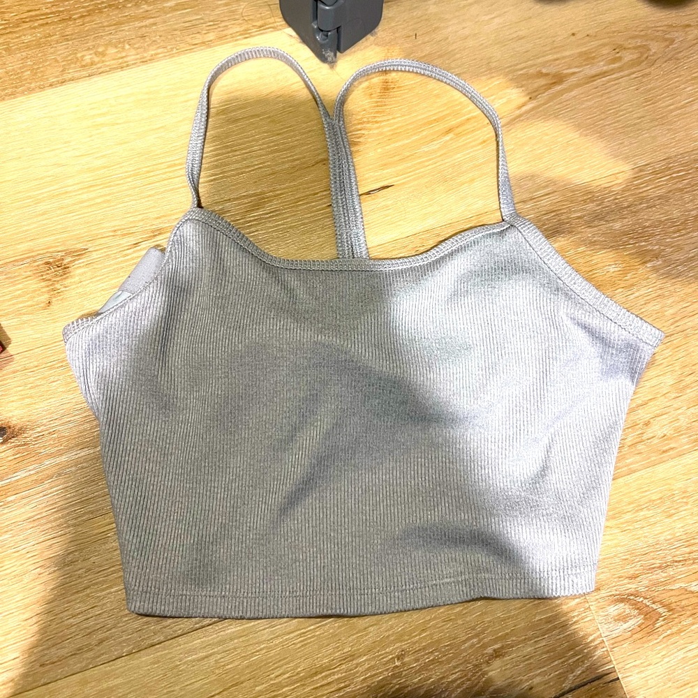ALO Yoga Sports Bra/Tank Top in light grey, size small (worn once!!)